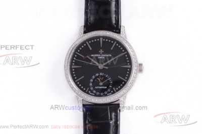 VC Factory Vacheron Constantin Patrimony 316L Stainless Steel Diamond Case Black Moonphase Dial 32mm Women's Watch